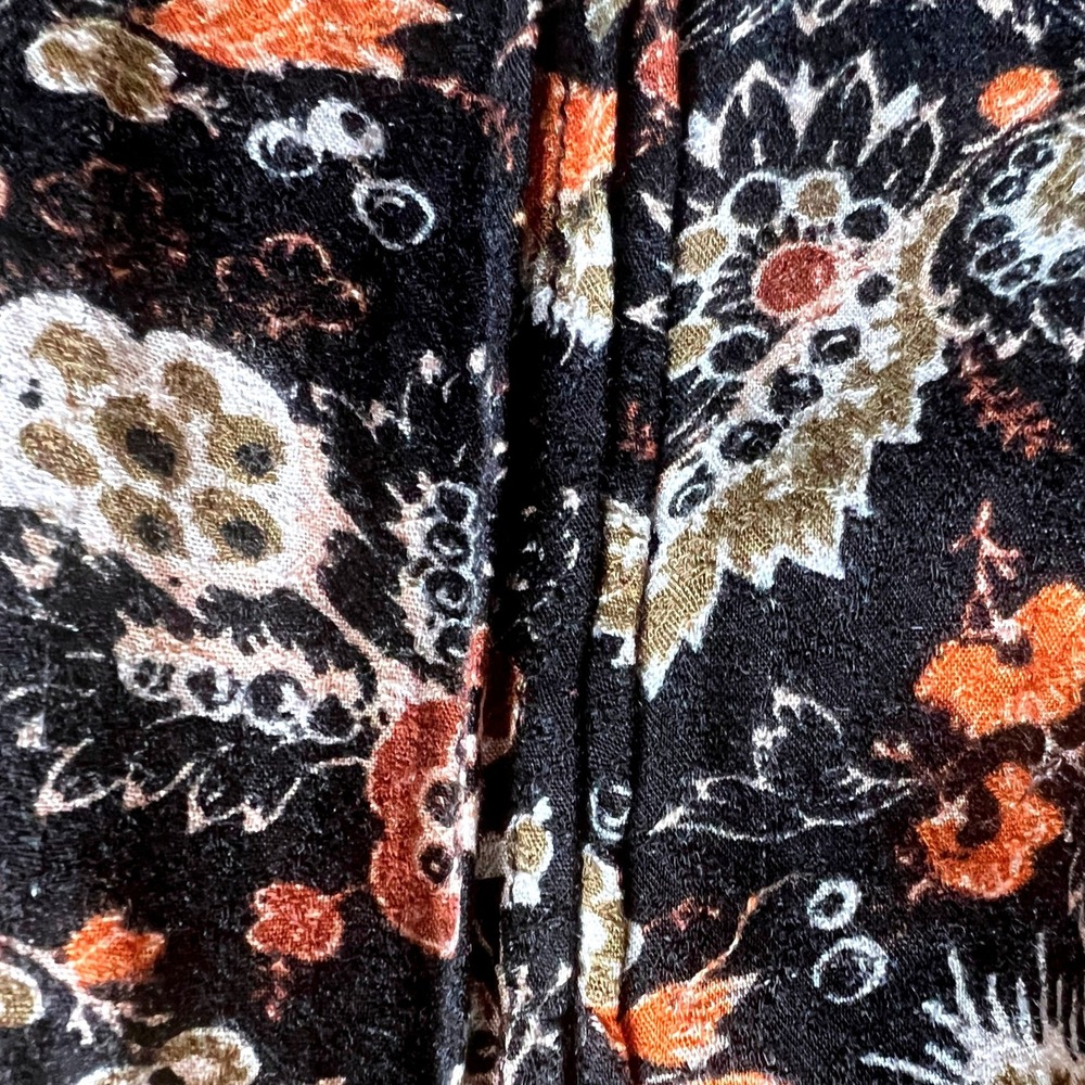 Treasure & Bond Womens 2X Floral Split Neck Blouse Black Orange Boho Top - Picture 5 of 6